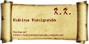 Kubina Kunigunda névjegykártya